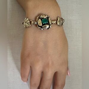 VINTAGE RALEIGH 12k gold plated emerald real bracelet